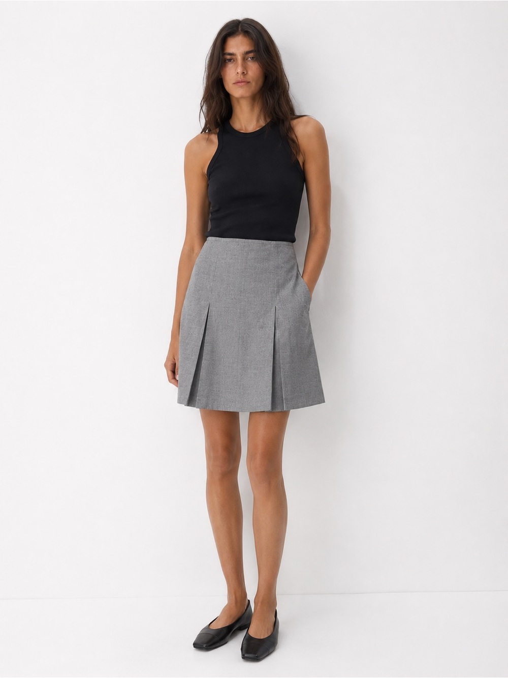 Jacob Grey Pleated Skirt